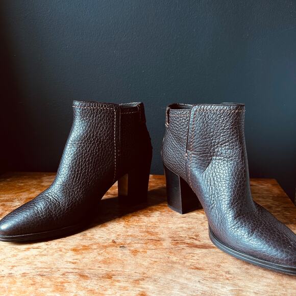 TODS Pebbled Leather Ankle Boots in Dark Brown Size 36 - Picture 7 of 16